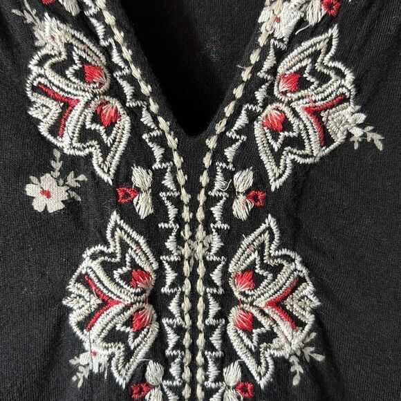 J. Jill black scattered daisy print with embroidery sleeveless maxi dress 2X - Picture 3 of 12